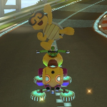 Lakitu performing a trick. Mario Kart 8.
