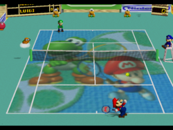 MT64 Baby Mario and Yoshi court.png
