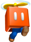 Artwork of Mario jumping within a Propeller Box, from Super Mario 3D Land.