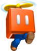 Artwork of Mario jumping within a Propeller Box, from Super Mario 3D Land.