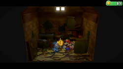 Mario getting his stolen Coins back in Paper Mario: The Thousand-Year Door for Nintendo Switch.