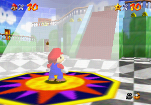 The sunlight leading to the Wing Cap Course in Super Mario 64