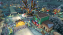 View of the starting line of Animal Crossing in Mario Kart 8 during the winter