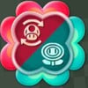 The Auto Super Mushroom and All Fire Power Dual Badge in Super Mario Bros. Wonder