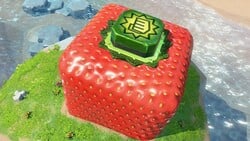 A strawberry in the Resort Layer in Donkey Kong Bananza