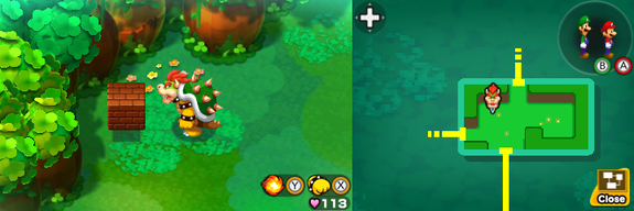 Sixth block in Dimble Wood of Mario & Luigi: Bowser's Inside Story + Bowser Jr.'s Journey.