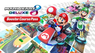 Key artwork for the Booster Course Pass DLC in Mario Kart 8 Deluxe.