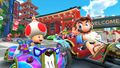 Toad (Party Time) and Mario (Happi) driving