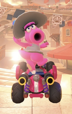 Birdo (Vacation) performing a trick.