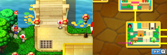 Mario and Luigi finding a Mushroom Ball