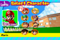 Character select for Mario Tennis: Power Tour