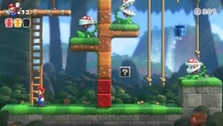 Screenshot of Donkey Kong Jungle level 2-1 from the Nintendo Switch version of Mario vs. Donkey Kong