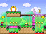 A screenshot of Room 1-2 from Mario vs. Donkey Kong 2: March of the Minis.