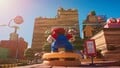 Mario pressing down on a trampoline in a commercial for a McDonald's Happy Meal tie-in with The Super Mario Bros. Movie