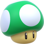 Artwork of a 1-Up Mushroom, from Super Mario 3D World.