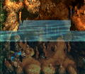 The Kongs in a cave at the end of the level