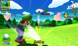 Luigi, after swinging his golf club.