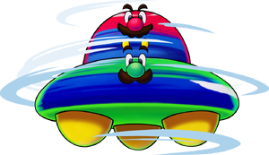Group artwork depicting UFO Spin from Mario & Luigi: Brothership