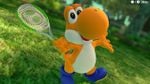 Orange Yoshi's entrance pose