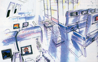 An illustration of the Nintendo Gateway System in a plane