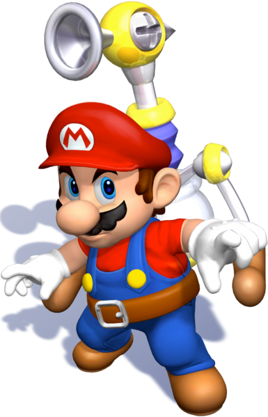 File:SMS Clean Mario FLUDD Pose Artwork.png