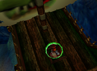 A setup for a Golden Banana for Diddy Kong in Gloomy Galleon.