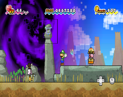 Luigi using Fleep to uncover the Muth Super Card in Downtown of Crag of Super Paper Mario.