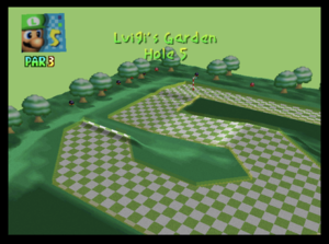 The second hole of Luigi's Garden from Mario Golf (Nintendo 64)