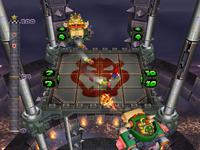 Bowser and Koopa Kid attack Mario in Bowser's Lovely Lift from Mario Party 7