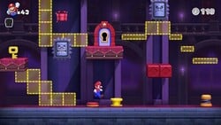 Screenshot of Spooky House level 5-1 from the Nintendo Switch version of Mario vs. Donkey Kong