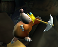 Mole Miner using its axe as a weapon.
