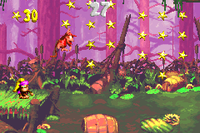 Diddy Kong and Dixie Kong in the first Bonus Level of Mudhole Marsh in the Game Boy Advance version