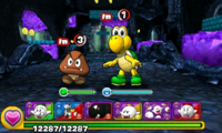 Screenshot of World 1-2, from Puzzle & Dragons: Super Mario Bros. Edition.