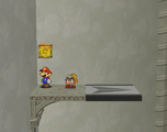 Mario next to the Shine Sprite above the left airplane panel before the Thousand-Year Door