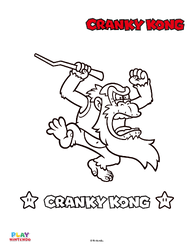 Line art of Cranky Kong from a paint-by-number activity