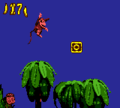 Diddy Kong aims for the letter O in the Game Boy Color port.