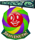 The "Benvenuto!" sign