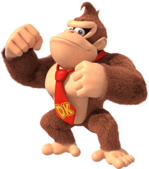 Artwork of Donkey Kong in Super Mario Party (also used for Mario Kart Tour and the Nintendo Switch version of Mario vs. Donkey Kong[1])