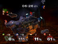 A battle taking place on Brinstar Depths in Super Smash Bros. Melee