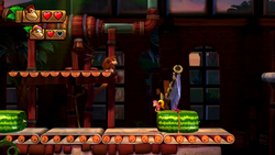 The Kongs in the level Fruity Factory in Donkey Kong Country: Tropical Freeze.