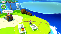 Where and how to find the Blue Toad on Spade Island in Paper Mario: The Origami King