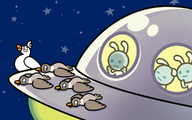 The Alien Bunnies' cameo in the Keep Trying epilogue image of Synchro Wings 2.