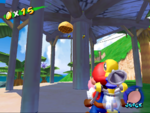 A Blue Coin in Gelato Beach in the game Super Mario Sunshine.