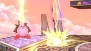 Kirby utilizing Sora's Thundaga as his Copy ability from Super Smash Bros. Ultimate.