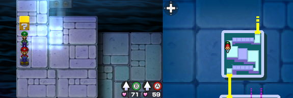 Third block in Toad Town of Mario & Luigi: Bowser's Inside Story + Bowser Jr.'s Journey.