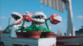 Several Piranha Plants on a truck at Tokyo in an advertisement promoting Mario Kart Tour
