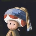Toad painting based on Johannes Vermeer's Girl with a Pearl Earring