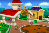 Mario and Goombario arriving back at Toad Town