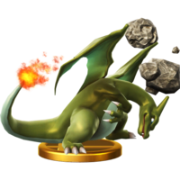 The alternate trophy of Charizard, from Super Smash Bros. for Wii U.