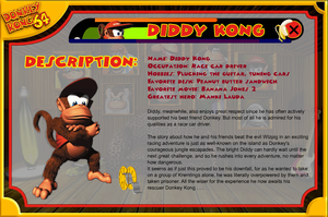 Official screencap of Diddy Kong's bio, from the German Donkey Kong 64 website.